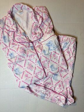 Source Unknown Pink & Blue Floral Cotton Pajama Set